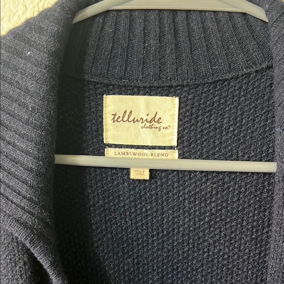 Navy Blue Patterned Cardigan Sweater - Picture 2 of 4